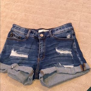 Blue Denim Ripped Shorts